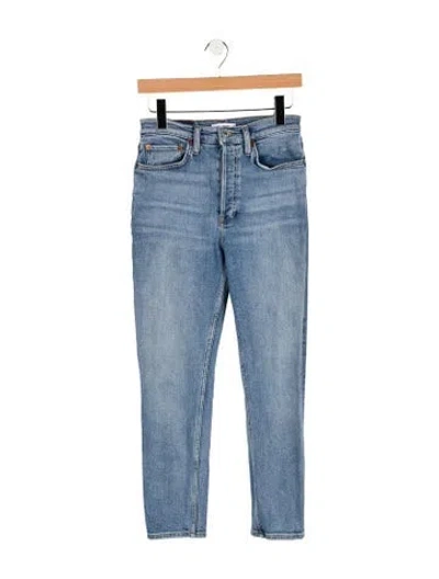 Pre-owned Re/done Mid-rise Wide Leg Jeans In Blue