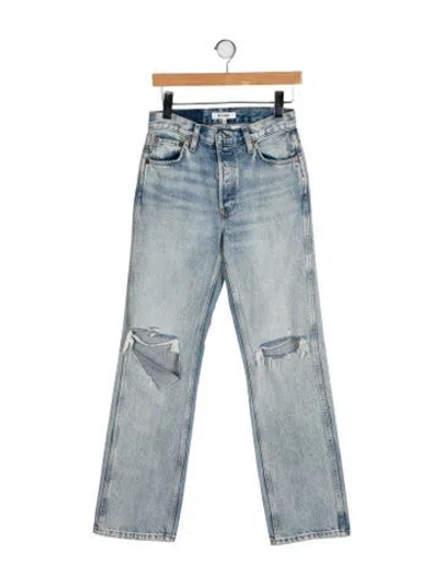 Pre-owned Re/done Mid-rise Wide Leg Jeans In Blue