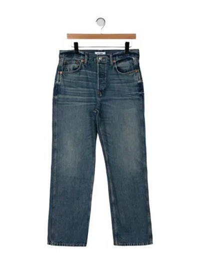 Pre-owned Re/done Mid-rise Wide Leg Jeans In Blue
