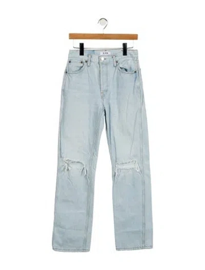 Pre-owned Re/done Mid-rise Wide Leg Jeans In Blue