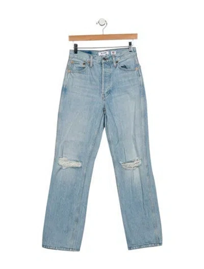 Pre-owned Re/done Mid-rise Wide Leg Jeans In Blue