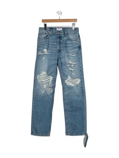 Pre-owned Re/done Mid-rise Wide Leg Jeans In Blue