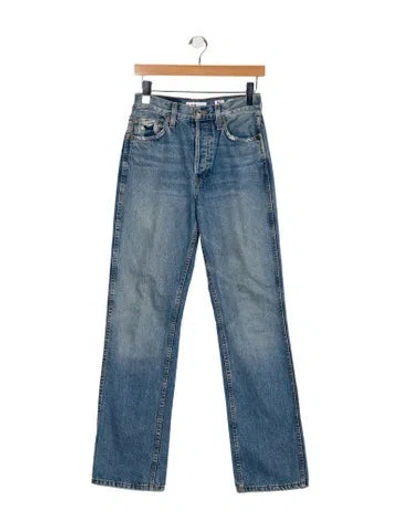 Pre-owned Re/done Mid-rise Wide Leg Jeans In Blue