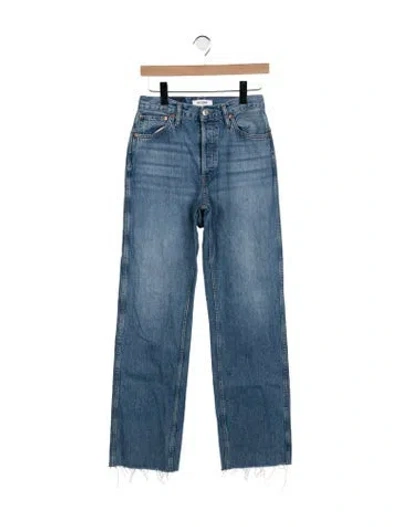 Pre-owned Re/done Mid-rise Wide Leg Jeans In Blue