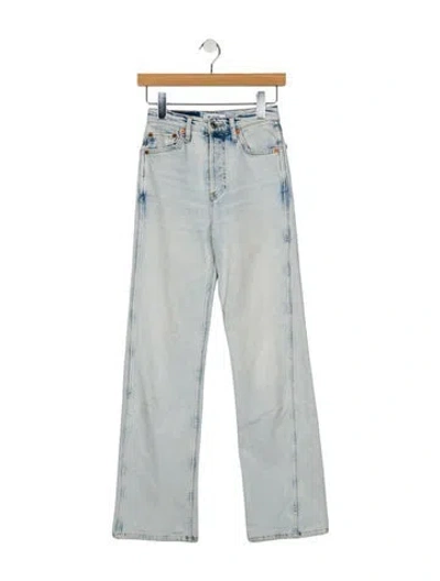 Pre-owned Re/done Mid-rise Wide Leg Jeans In Blue