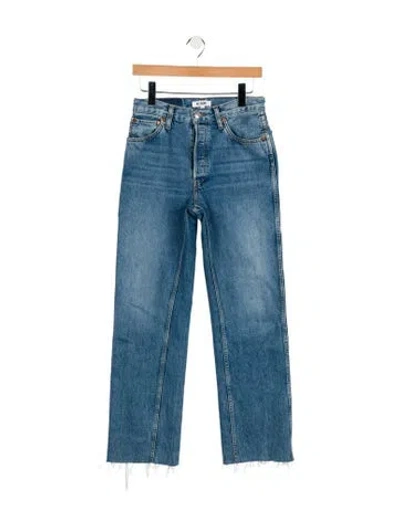 Pre-owned Re/done Mid-rise Wide Leg Jeans In Blue