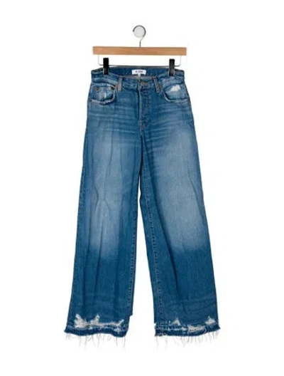Pre-owned Re/done Mid-rise Wide Leg Jeans In Blue