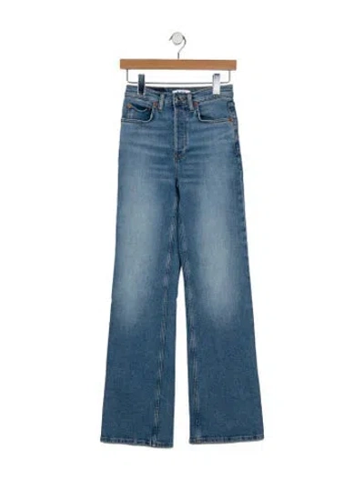Pre-owned Re/done Mid-rise Wide Leg Jeans In Blue
