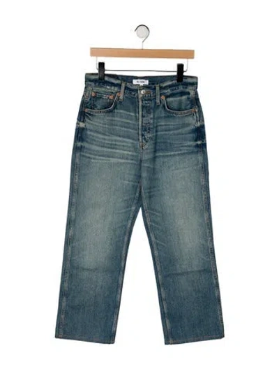 Pre-owned Re/done Mid-rise Wide Leg Jeans In Blue