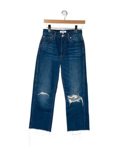 Pre-owned Re/done Mid-rise Wide Leg Jeans In Blue