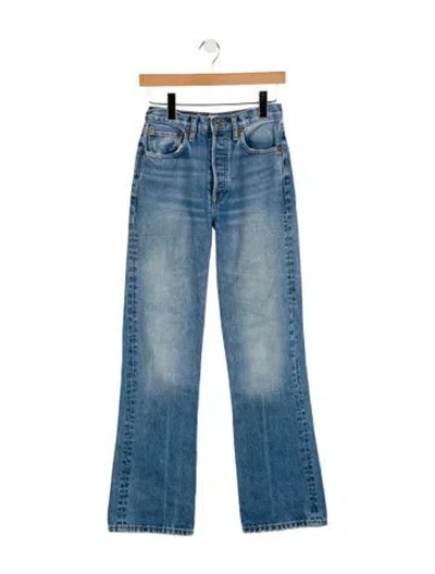 Pre-owned Re/done Mid-rise Wide Leg Jeans In Blue