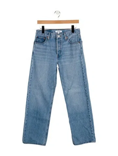 Pre-owned Re/done Mid-rise Wide Leg Jeans In Blue