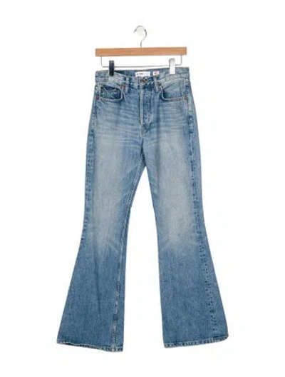 Pre-owned Re/done Mid-rise Wide Leg Jeans In Blue