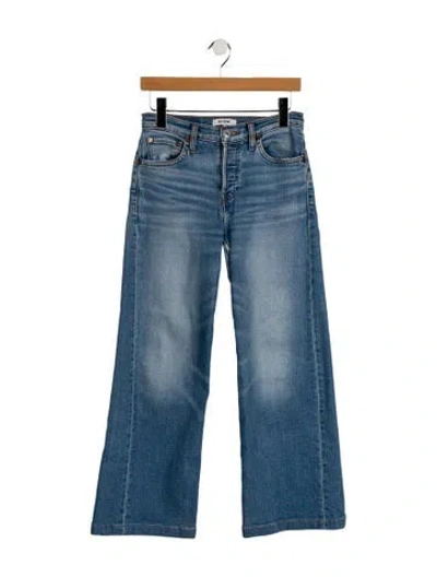 Pre-owned Re/done Mid-rise Wide Leg Jeans In Blue