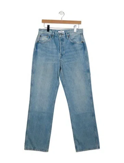 Pre-owned Re/done Mid-rise Wide Leg Jeans In Blue