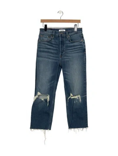 Pre-owned Re/done Mid-rise Wide Leg Jeans In Blue