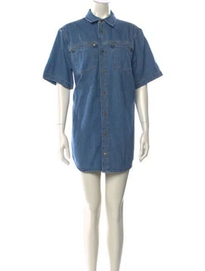 Pre-owned Re/done Mini Dress In Blue