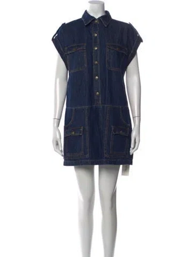 Pre-owned Re/done Mini Dress In Blue