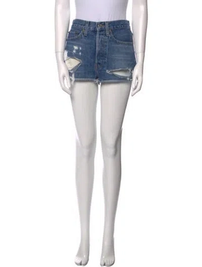 Pre-owned Re/done Mini Shorts In Blue