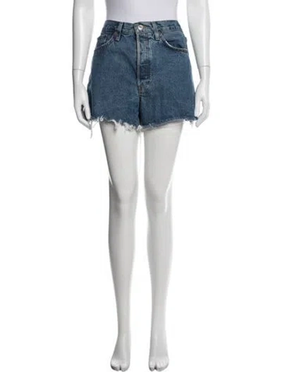 Pre-owned Re/done Mini Shorts In Blue/white