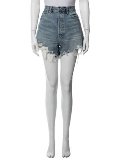 Pre-owned Re/done Mini Shorts In Blue/white
