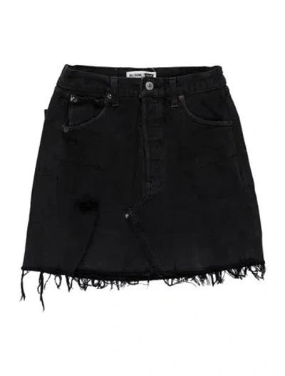 Pre-owned Re/done Mini Skirt In Black