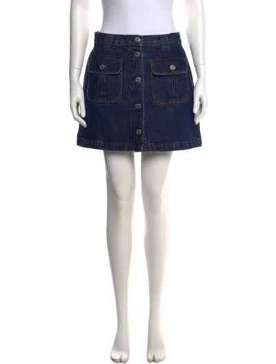 Pre-owned Re/done Mini Skirt In Blue