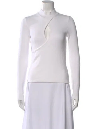 Pre-owned Re/done Mock Neck Long Sleeve Top In White