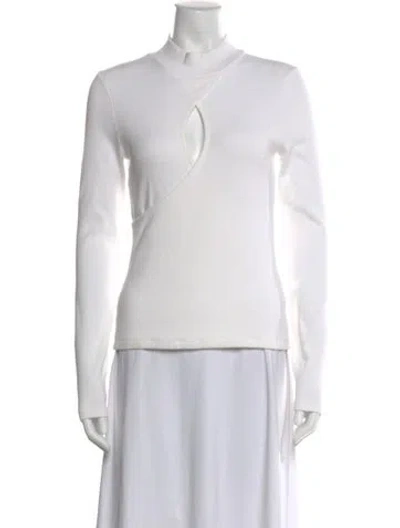 Pre-owned Re/done Mock Neck Long Sleeve Top In White