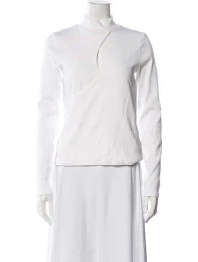 Pre-owned Re/done Mock Neck Long Sleeve Top In White
