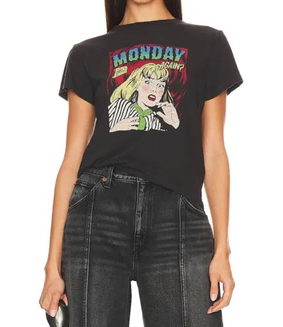 Re/done Monday Again Classic Tee In Washed Black