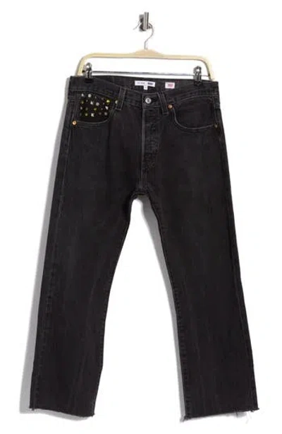 Re/done Multi Stud High Waist Boyfriend Jeans In Black