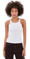 Re/done Multi Stud Ribbed Tank Optic White In White