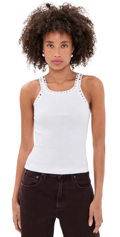 Re/done Multi Stud Ribbed Tank Optic White