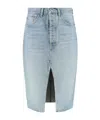 Re/done Denim Skirt With Back Pockets And Front Slit In Blue
