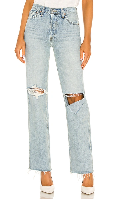 Re/done Originals 90s High Rise Loose Jeans In Breezy Indigo With Rips