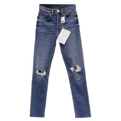 Pre-owned Re/done Originals High-rise Distressed Denim Jeans In Blue Cotton