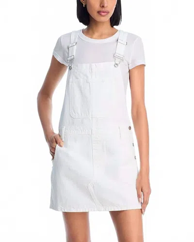 Re/done Overall Denim Mini Dress In White