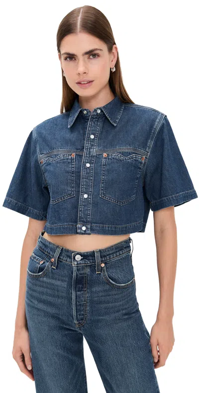 RE/DONE OVERSIZED CROP SHIRT RUSTIC INDIGO