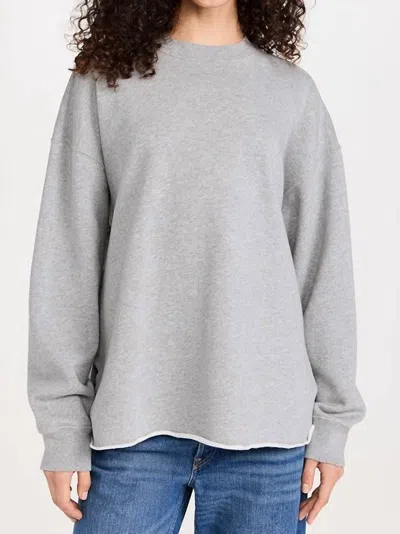 Re/done Oversized Raw Crewneck Sweatshirt In Heather Grey In Gray