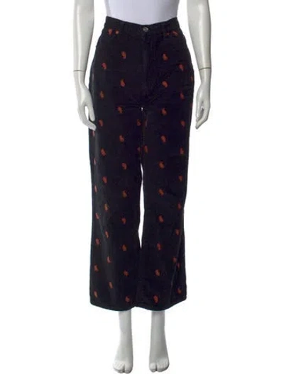 Pre-owned Re/done Paisley Print Wide Leg Pants In Black
