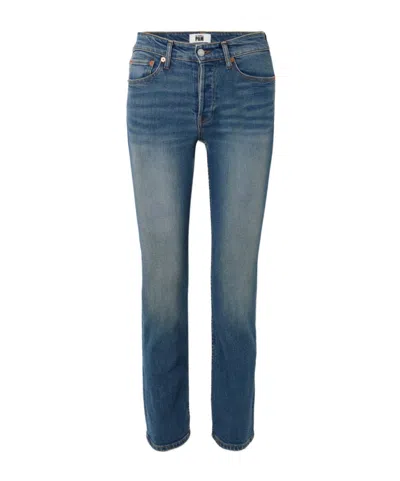 Re/done Pamela Anderson The Anderson Mid-rise Slim-leg Jeans In Blue