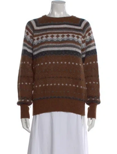 Pre-owned Re/done Patterned Crew Neck Sweater In Brown