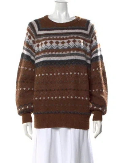 Pre-owned Re/done Patterned Crew Neck Sweater In Brown