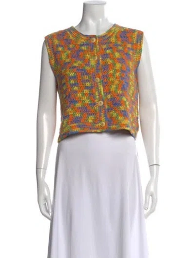 Pre-owned Re/done Patterned Crew Neck Sweater In Orange