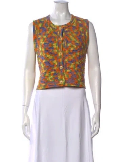 Pre-owned Re/done Patterned Crew Neck Sweater In Orange