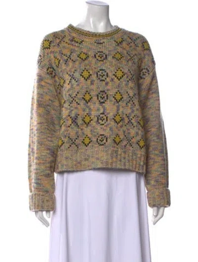 Pre-owned Re/done Patterned Crew Neck Sweater In Yellow