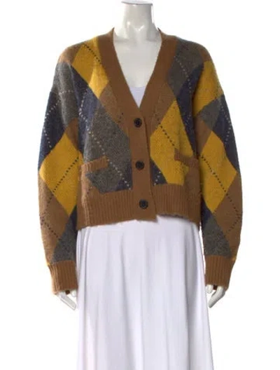 Pre-owned Re/done Patterned V-neck Sweater In Brown