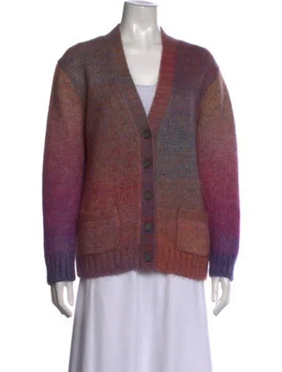 Pre-owned Re/done Patterned V-neck Sweater In Pink/purple