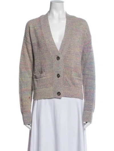 Pre-owned Re/done Patterned V-neck Sweater In Purple
